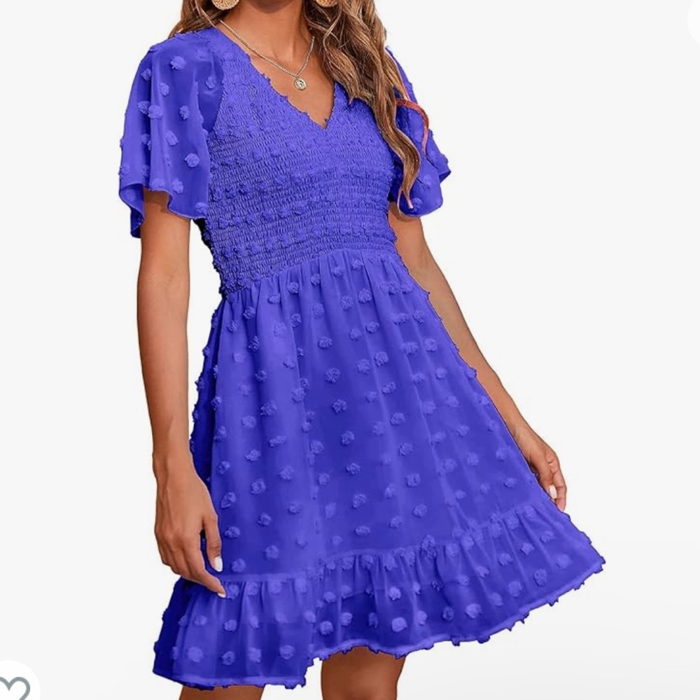 Short Sleeve Swiss Dot Swing Dress